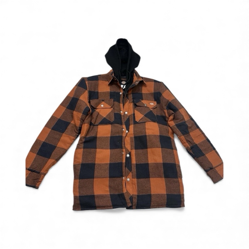 Dickies TJ201 Hooded Quilted Flannel Jacket GPB Plaid Mens S NWT Workwear